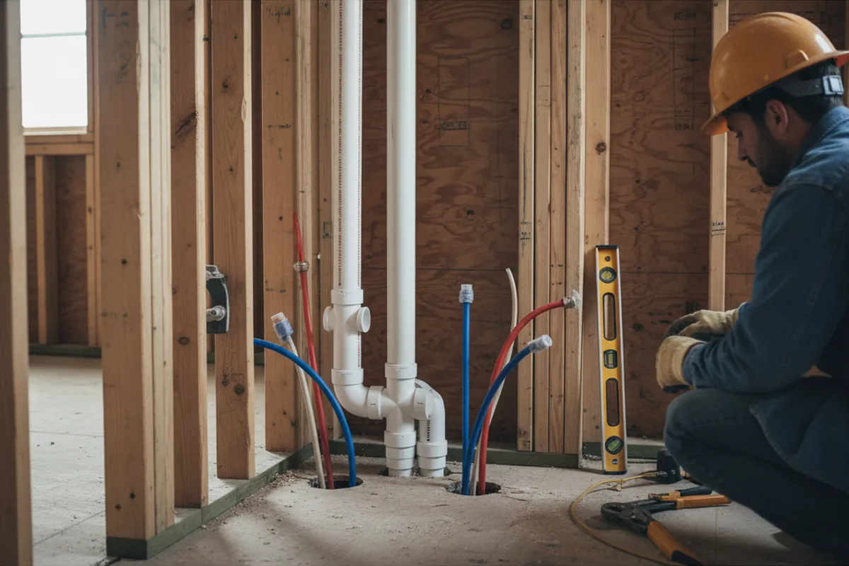 Drain and supply rough-in during Garbage Disposal Repair in Robesonia